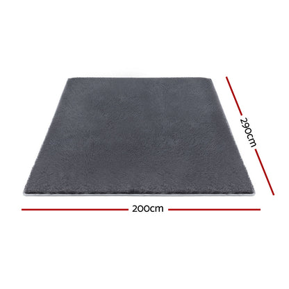 Artiss Floor Rug 200x290cm Plush Area Shaggy Rug Living Room Bedroom Carpet Grey-Home &amp; Garden &gt; Rugs &gt; Floor Rugs-PEROZ Accessories