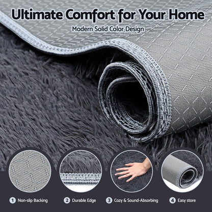 Artiss Floor Rug 200x290cm Plush Area Shaggy Rug Living Room Bedroom Carpet Grey-Home &amp; Garden &gt; Rugs &gt; Floor Rugs-PEROZ Accessories