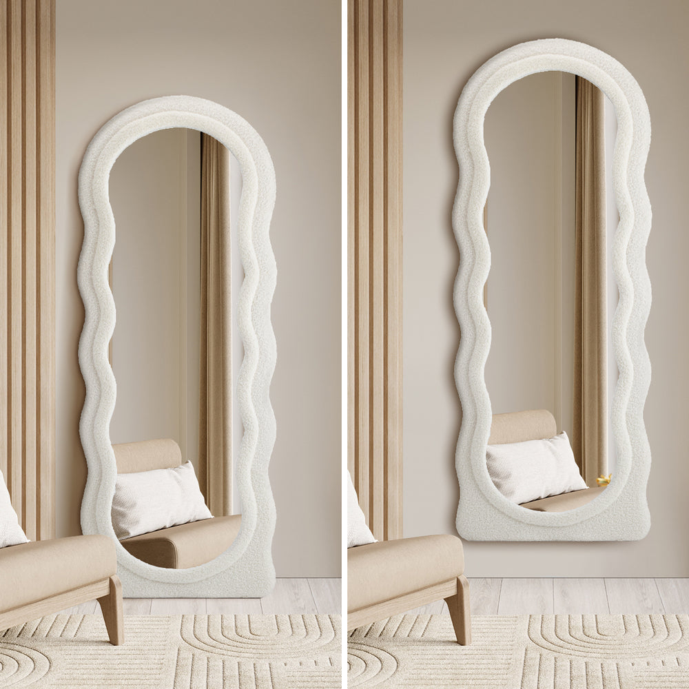Oikiture Full Length Mirror 160cm Boucle Floor Mirrors-Full Length Mirrors-PEROZ Accessories
