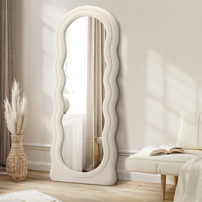 Oikiture Full Length Mirror 160cm Boucle Floor Mirrors-Full Length Mirrors-PEROZ Accessories