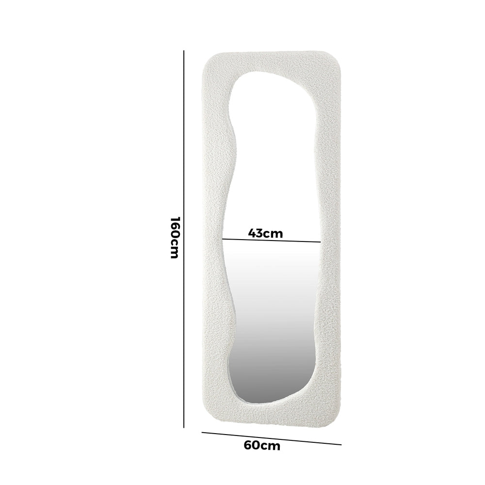 Oikiture Full Length Mirror 160x60cm Boucle Floor Mirrors-Full Length Mirrors-PEROZ Accessories