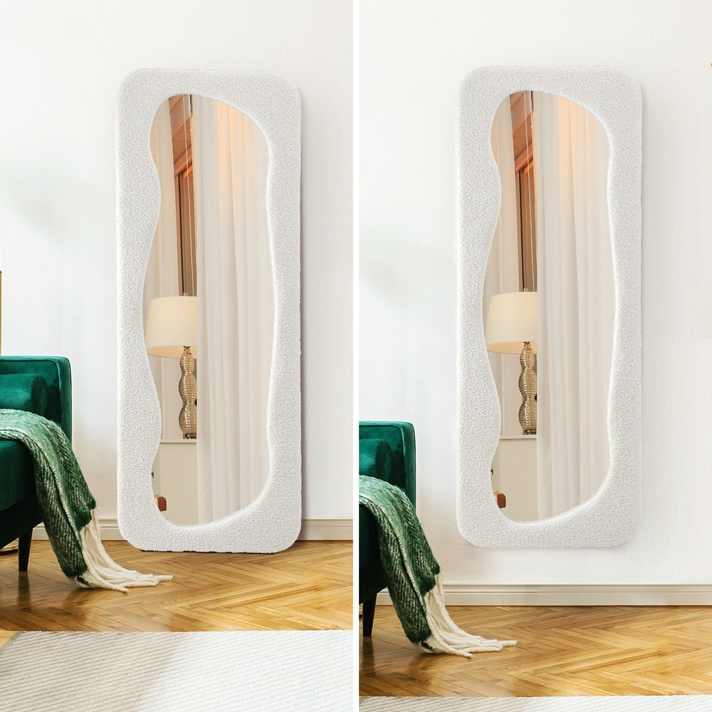 Oikiture Full Length Mirror 160x60cm Boucle Floor Mirrors-Full Length Mirrors-PEROZ Accessories