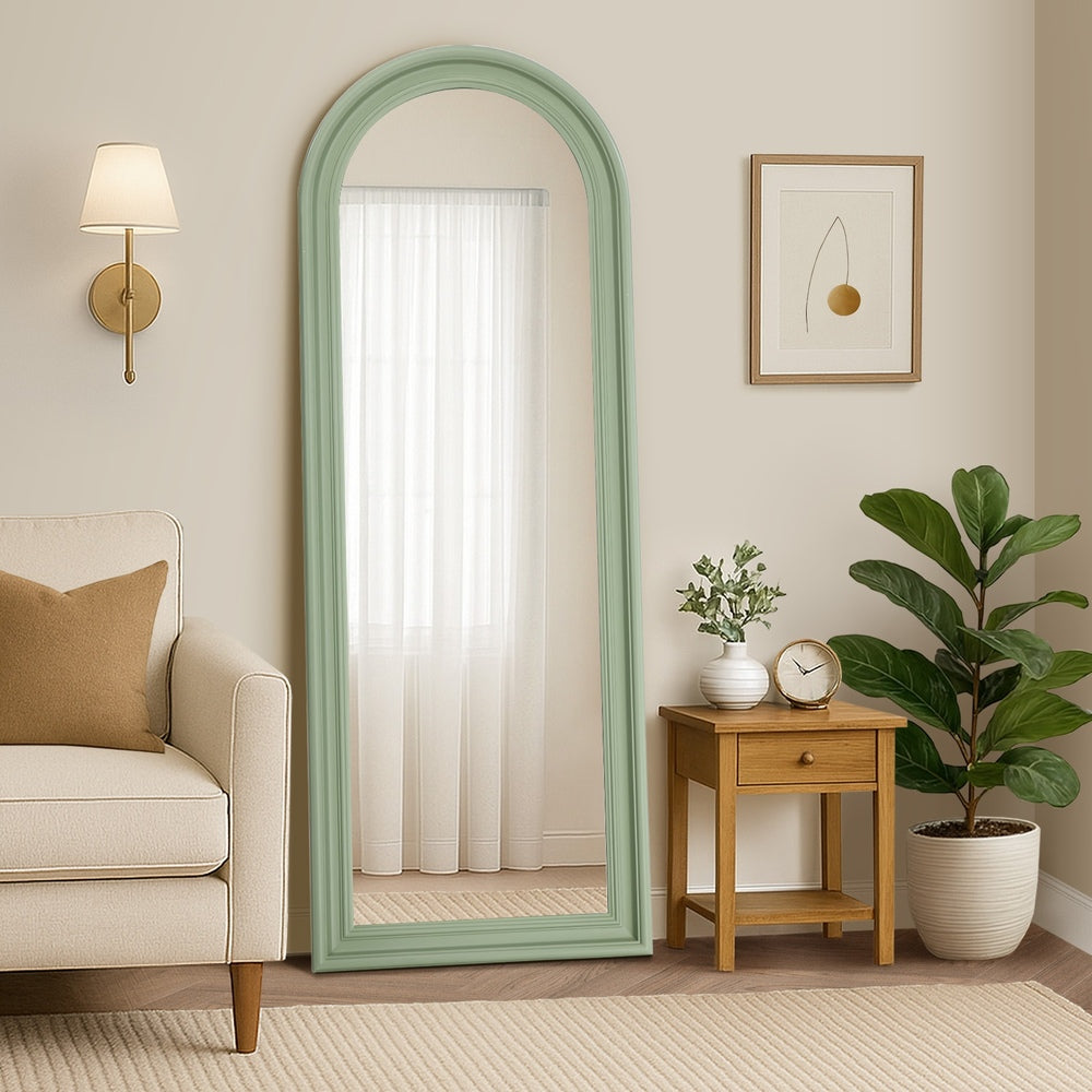 Oikiture Full Length Mirror Elegance Arch 165x60cm Green Wood-Full Length Mirror-PEROZ Accessories