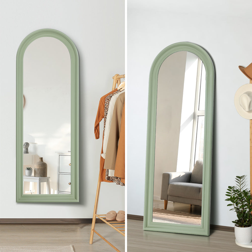 Oikiture Full Length Mirror Elegance Arch 165x60cm Green Wood-Full Length Mirror-PEROZ Accessories