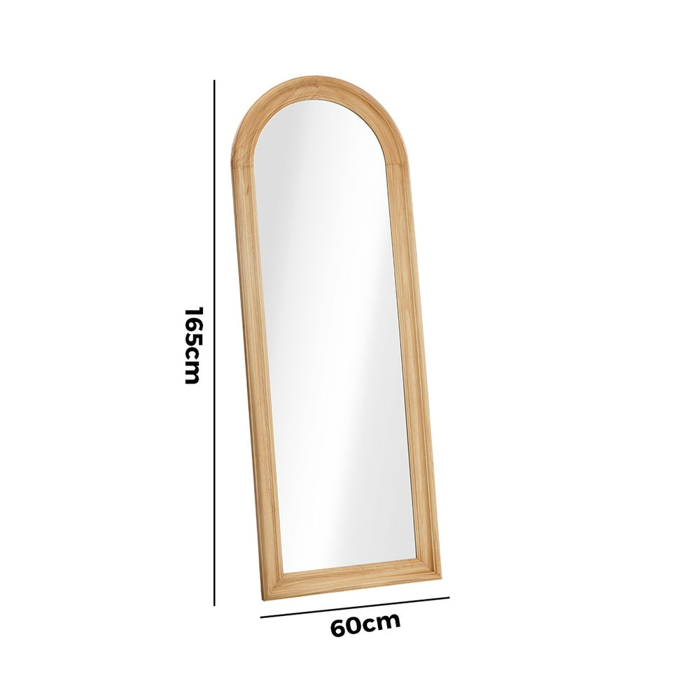 Oikiture Full Length Mirror Elegance Arch 165x60cm Natural Wood-Full Length Mirror-PEROZ Accessories