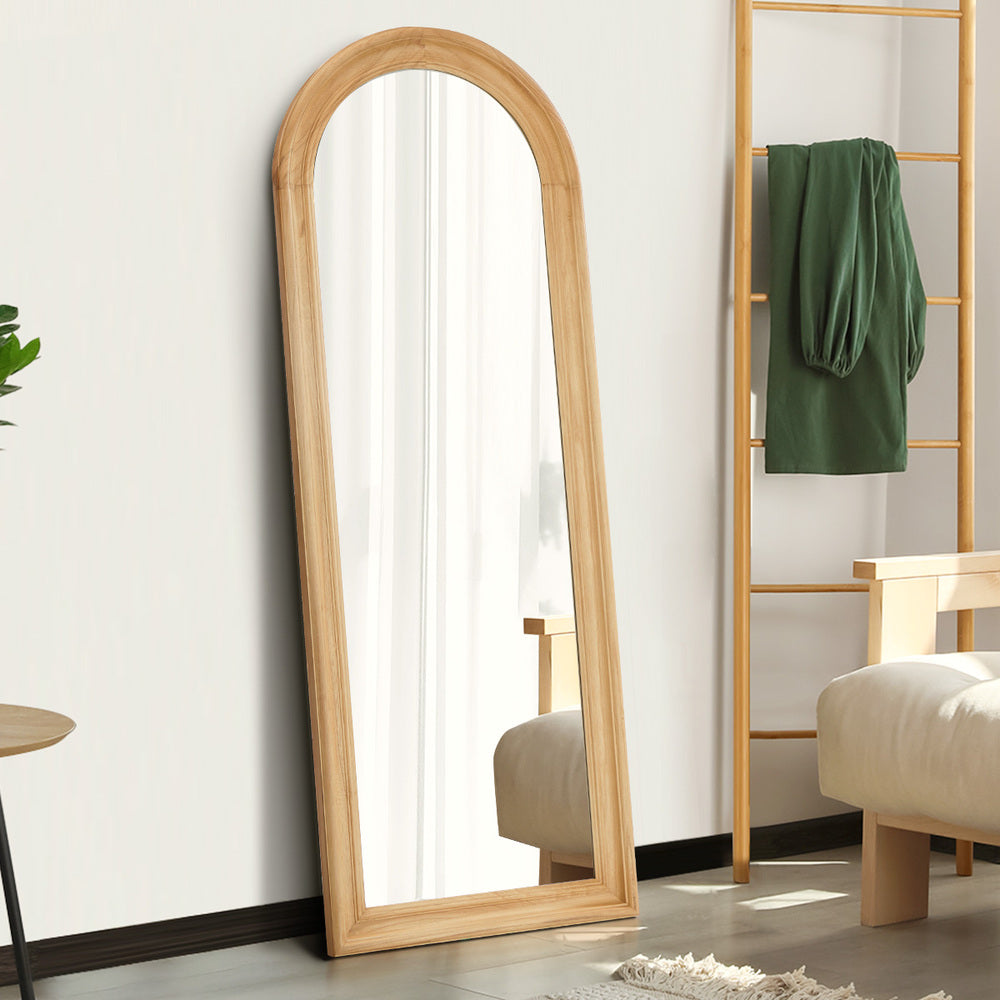 Oikiture Full Length Mirror Elegance Arch 165x60cm Natural Wood-Full Length Mirror-PEROZ Accessories