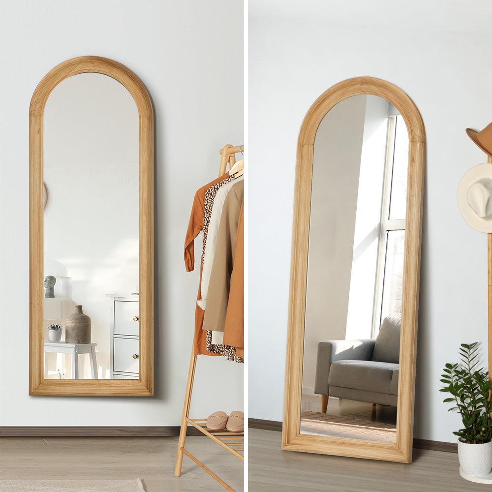 Oikiture Full Length Mirror Elegance Arch 165x60cm Natural Wood-Full Length Mirror-PEROZ Accessories