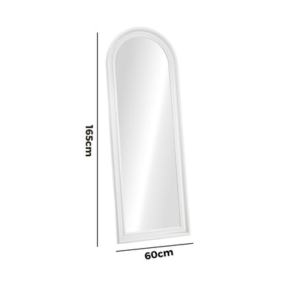 Oikiture Full Length Mirror Elegance Arch 165x60cm White Wood-Full Length Mirror-PEROZ Accessories