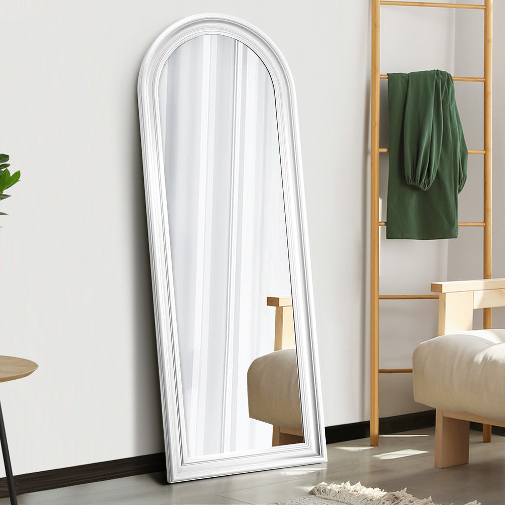 Oikiture Full Length Mirror Elegance Arch 165x60cm White Wood-Full Length Mirror-PEROZ Accessories