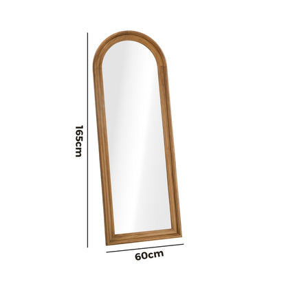 Oikiture Full Length Mirror Elegance Arch 165x60cm Brown Wood-Full Length Mirror-PEROZ Accessories