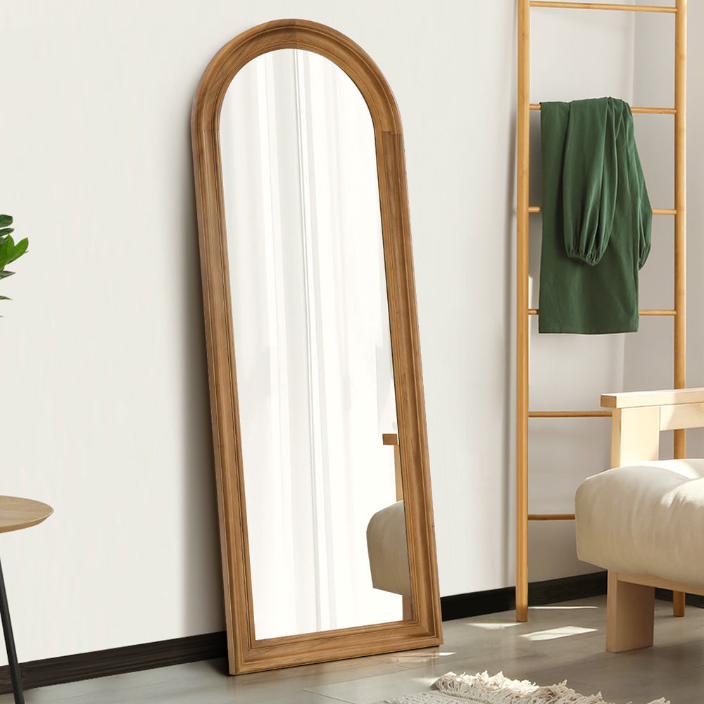 Oikiture Full Length Mirror Elegance Arch 165x60cm Brown Wood-Full Length Mirror-PEROZ Accessories