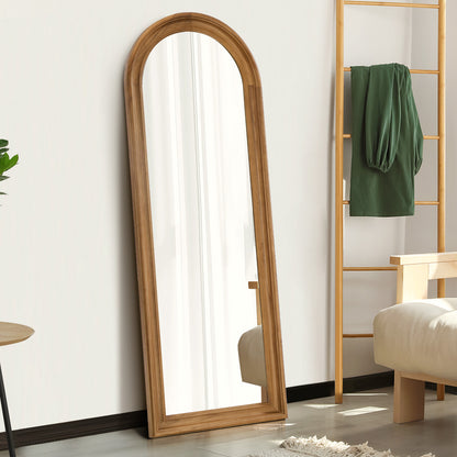 Oikiture Full Length Mirror Elegance Arch 165x60cm Brown Wood-Full Length Mirror-PEROZ Accessories