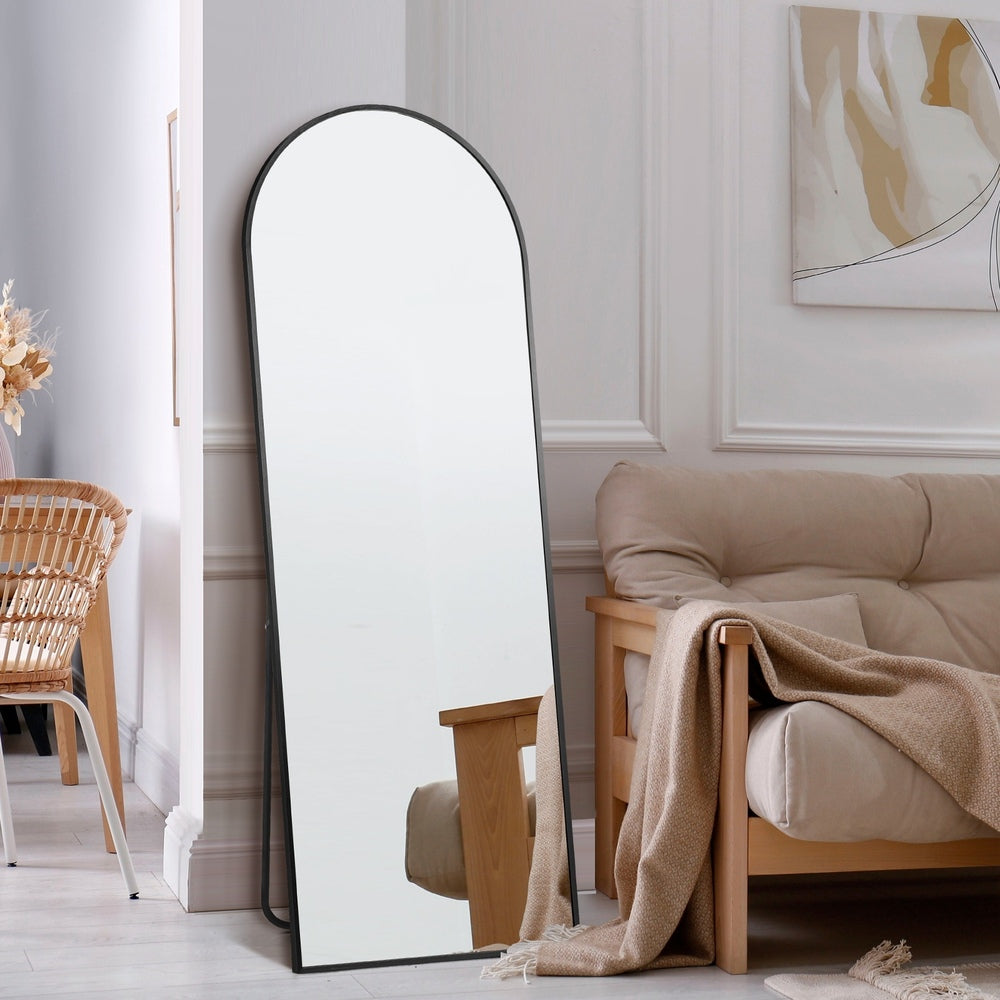 Oikiture Full Length Mirror Arched Free Standing Black-Full Length Mirrors-PEROZ Accessories