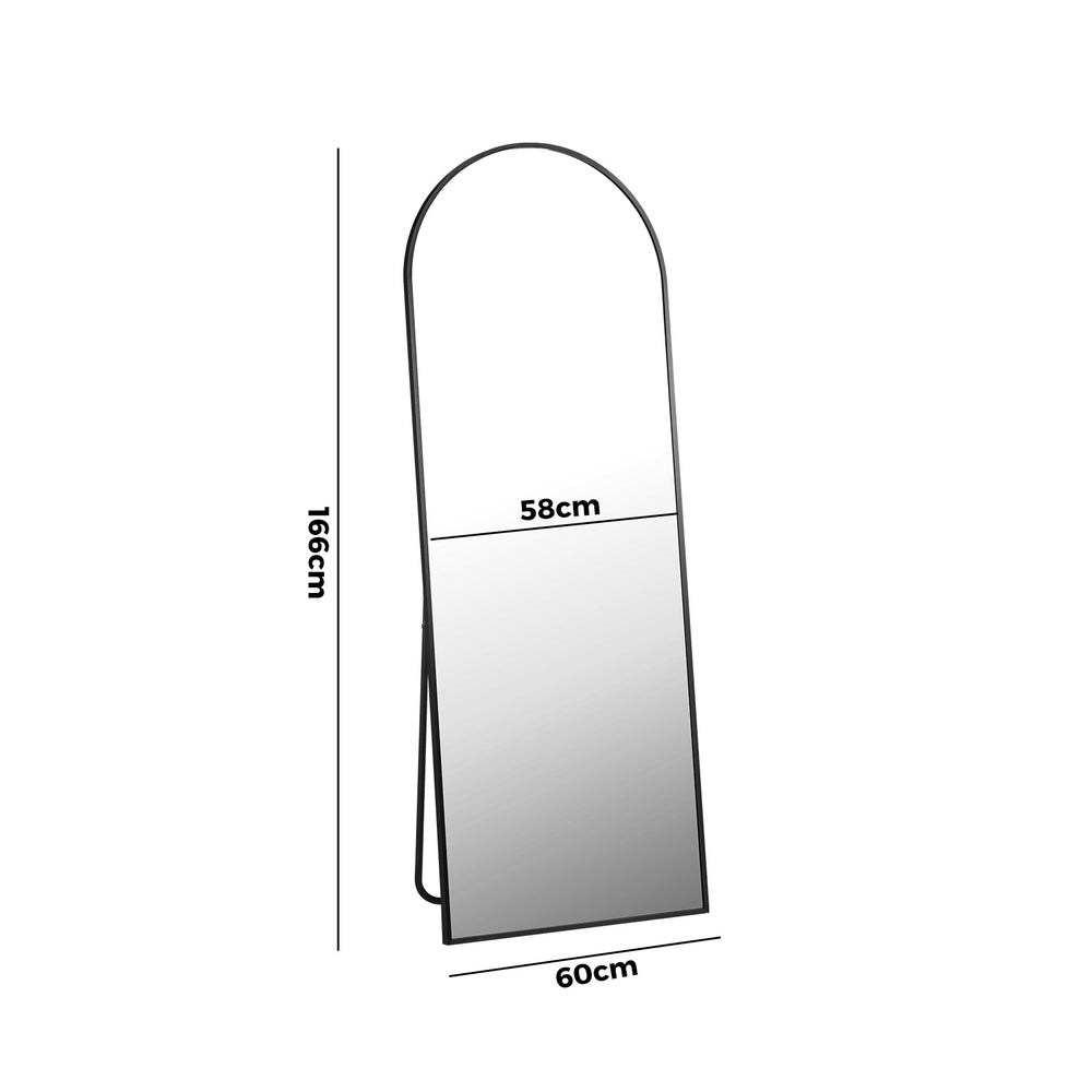 Oikiture Full Length Mirror Arched Free Standing Black-Full Length Mirrors-PEROZ Accessories