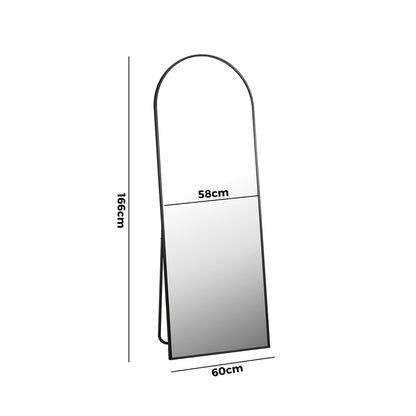 Oikiture Full Length Mirror Arched Free Standing Black-Full Length Mirrors-PEROZ Accessories