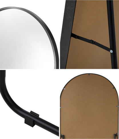 Oikiture Full Length Mirror Arched Free Standing Black-Full Length Mirrors-PEROZ Accessories