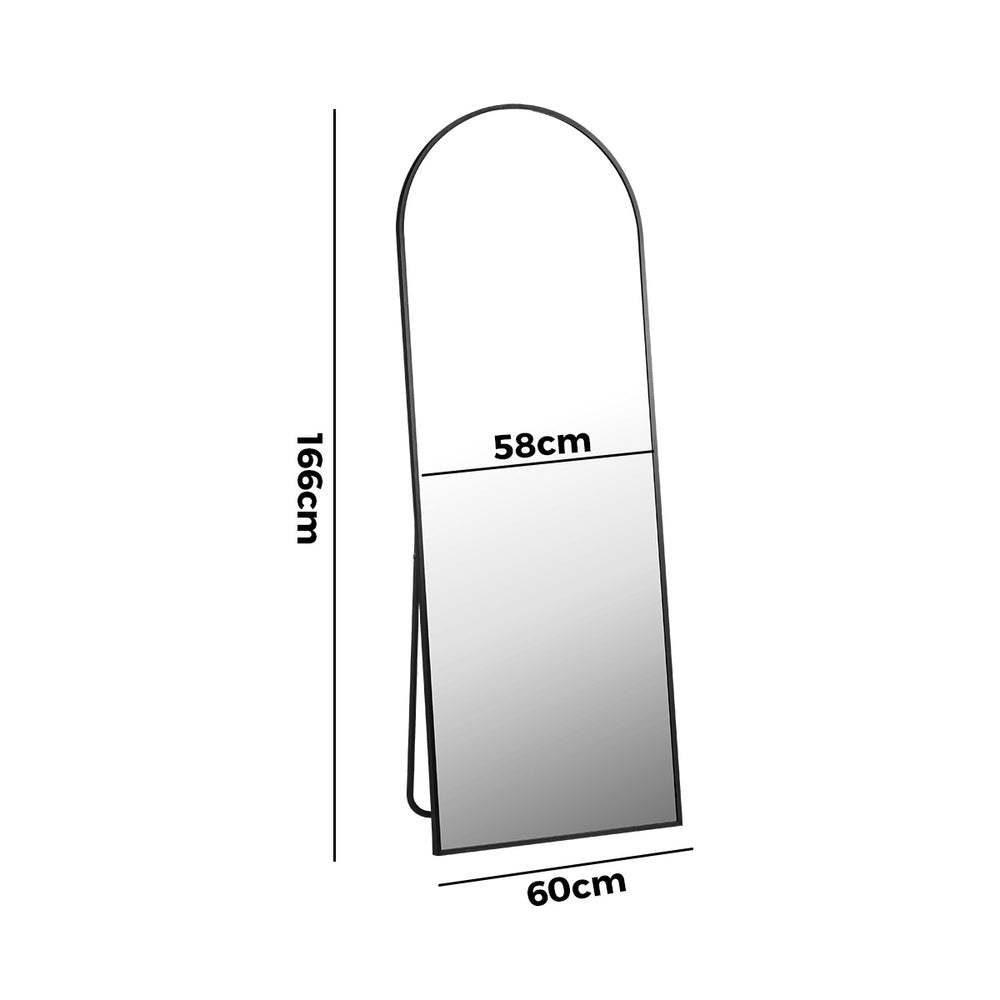 Oikiture Full Length Mirror Arched Free Standing Black-Full Length Mirrors-PEROZ Accessories