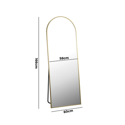 Oikiture Full Length Mirror Arched Free Standing Gold-Full Length Mirrors-PEROZ Accessories