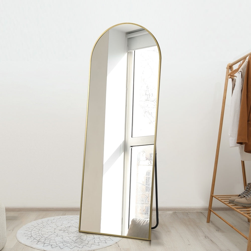 Oikiture Full Length Mirror Arched Free Standing Gold 166x60cm-Full Length Mirror-PEROZ Accessories