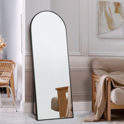Oikiture 180x70cm Full Length Mirror Arched Floor Mirrors Black-Full Length Mirror-PEROZ Accessories