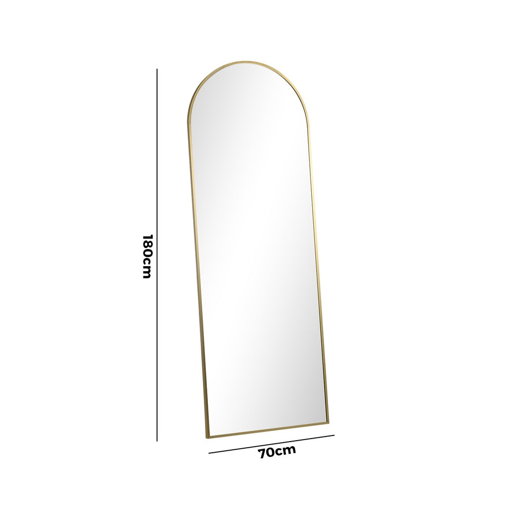 Oikiture 180x70cm Full Length Mirror Arched Floor Mirrors Gold-Full Length Mirror-PEROZ Accessories