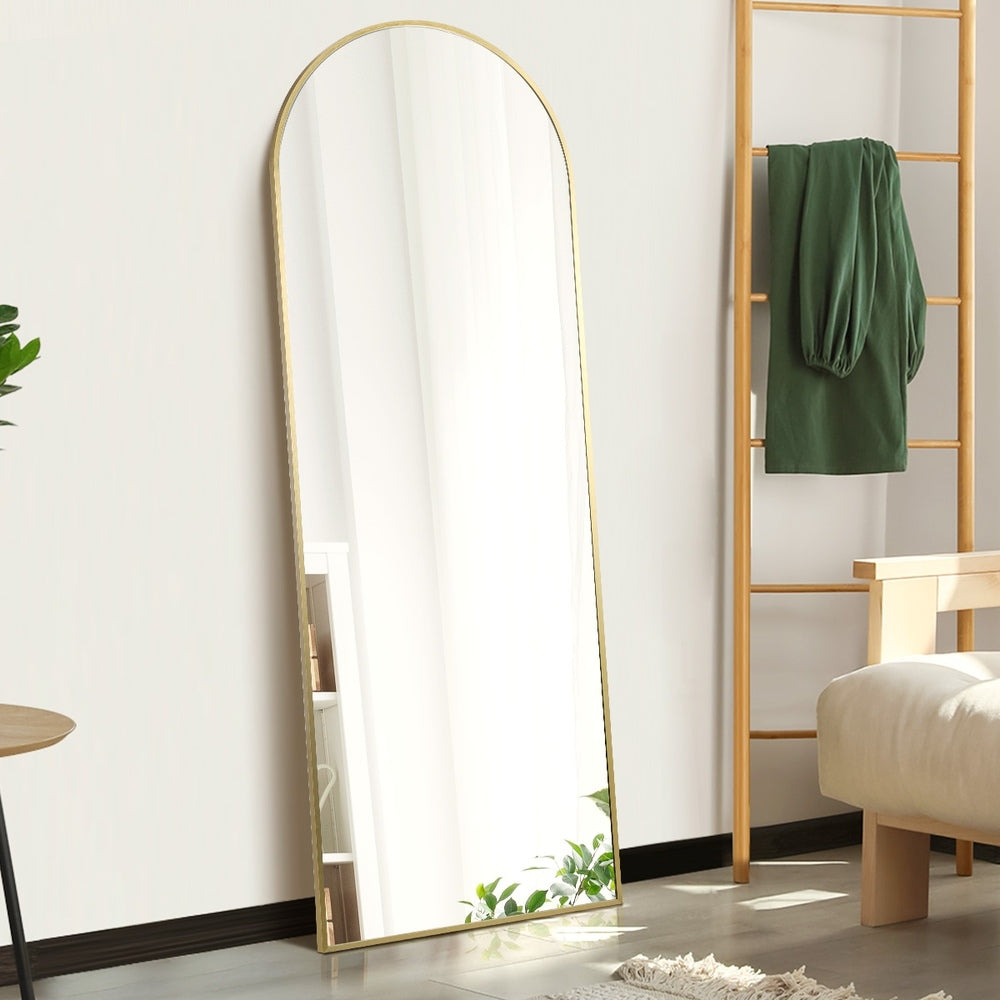 Oikiture 180x70cm Full Length Mirror Arched Floor Mirrors Gold-Full Length Mirror-PEROZ Accessories