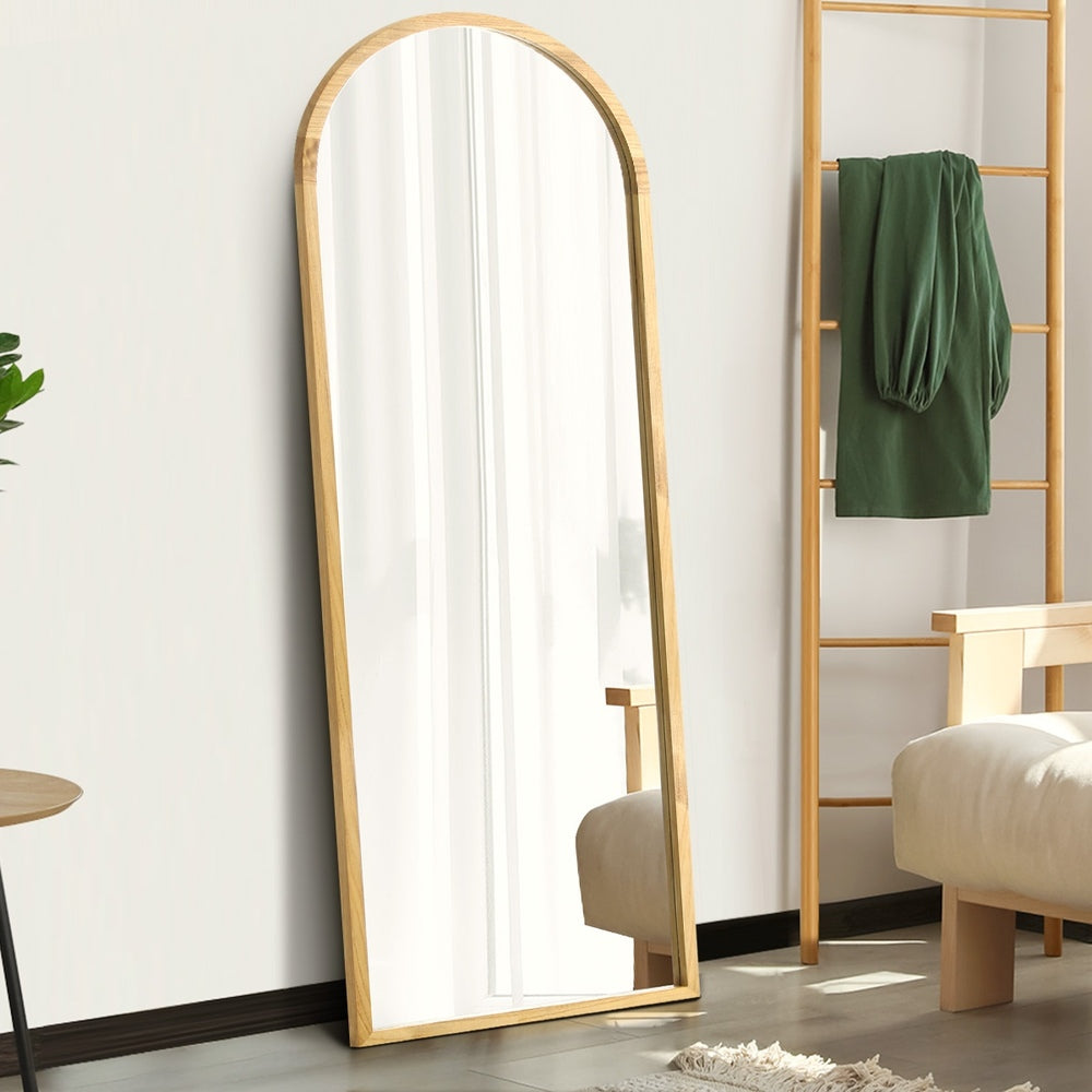 Oikiture Wooden Full Length Mirror 180x70cm Wavy Floor Mirrors-Full Length Mirror-PEROZ Accessories