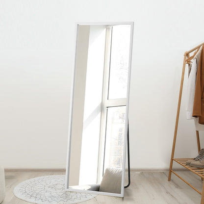 Oikiture Wooden Full Length Mirror Rectangle Free Standing White-Full Length Mirrors-PEROZ Accessories