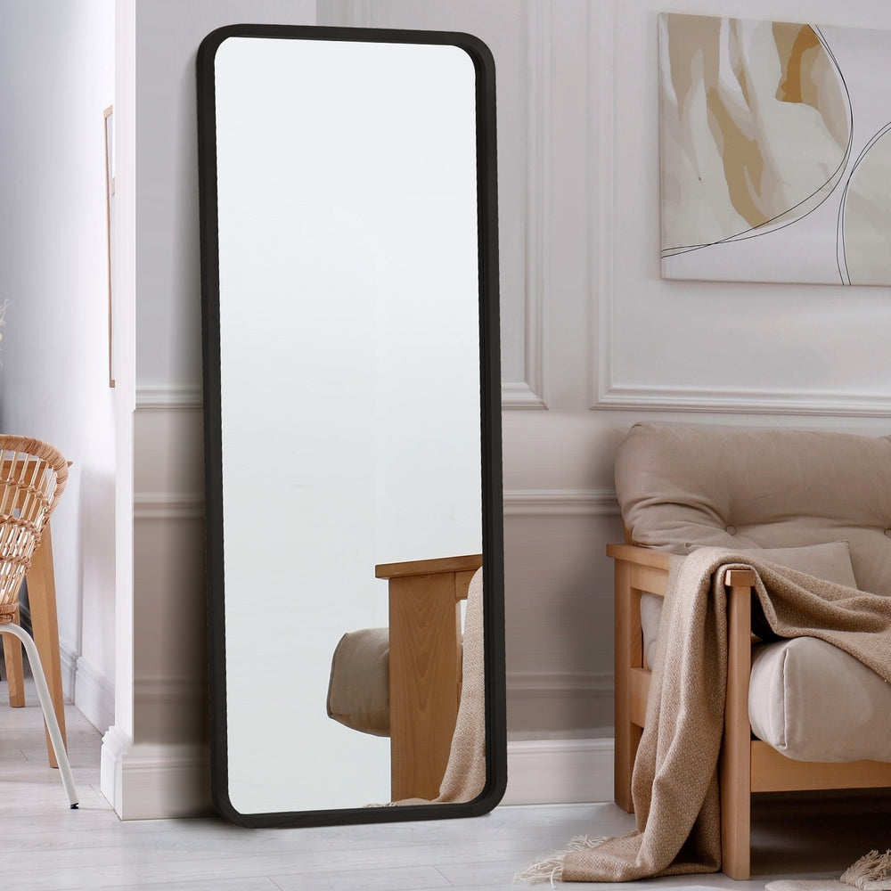 Oikiture Wooden Full Length Mirror 166x60cm Rectangle Floor Mirrors Black-Full Length Mirror-PEROZ Accessories