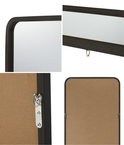 Oikiture Wooden Full Length Mirror 166x60cm Rectangle Floor Mirrors Black-Full Length Mirror-PEROZ Accessories