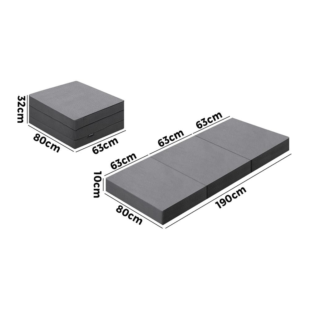 Bedra Folding Mattress Single Size Trifold Cushion Mat-Folding Mattresses Cushions-PEROZ Accessories