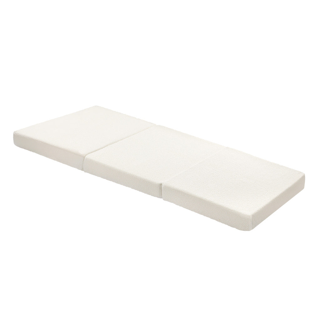 Bedra Folding Mattress Sherpa Fleece Foam 3-fold Single-Folding Mattress Cushion-PEROZ Accessories