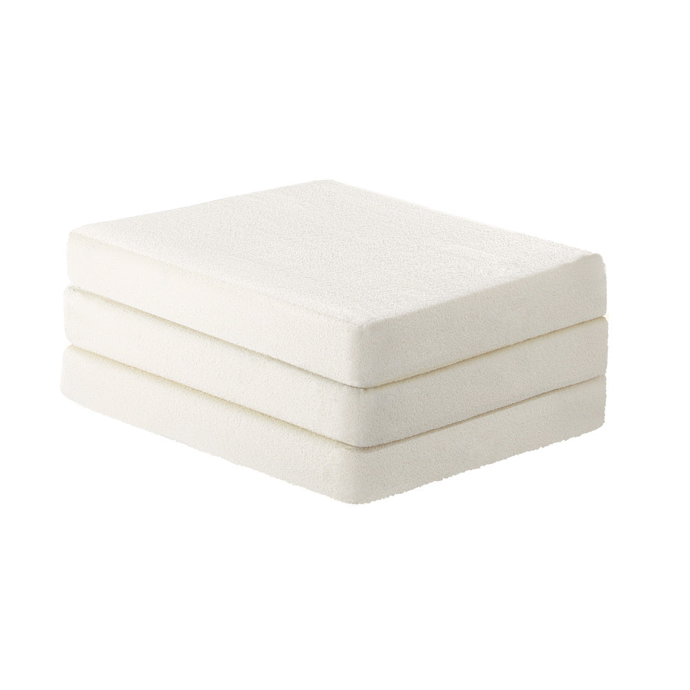 Bedra Folding Mattress Sherpa Fleece Foam 3-fold Single-Folding Mattress Cushion-PEROZ Accessories