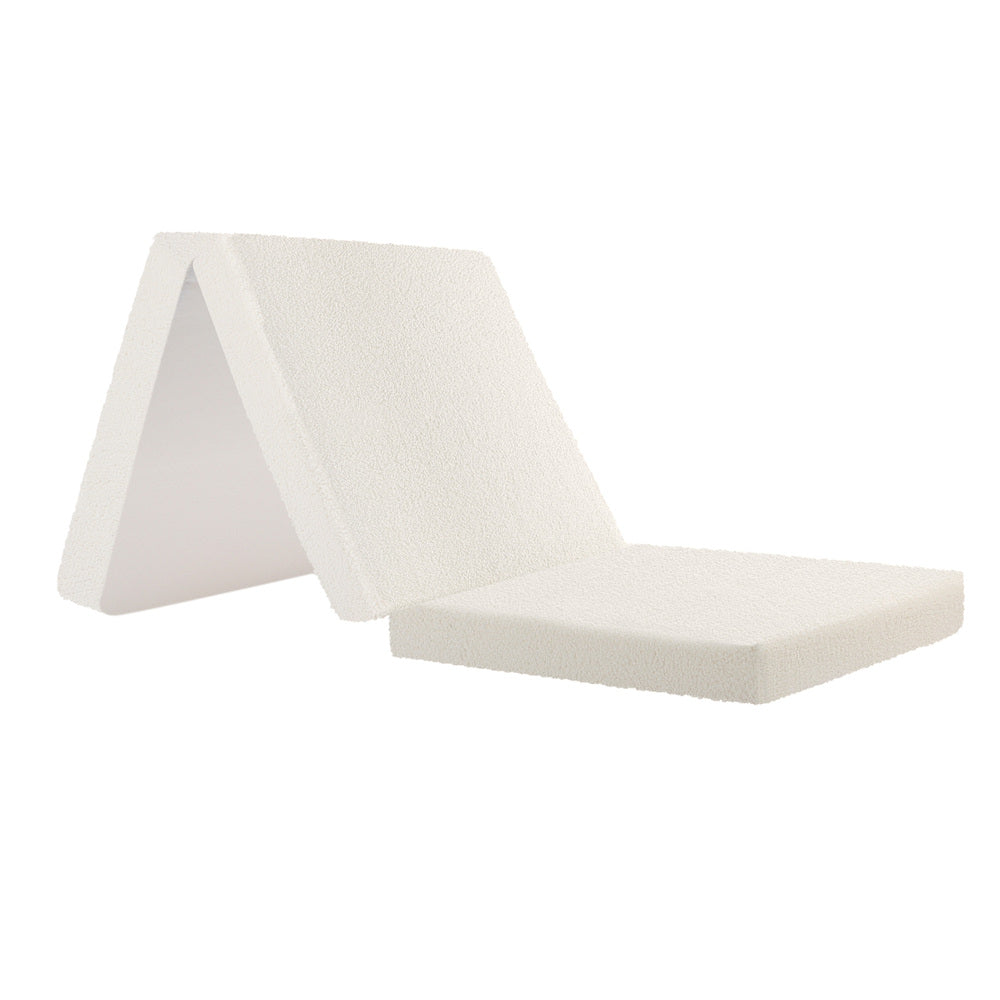 Bedra Folding Mattress Sherpa Fleece Foam 3-fold Single-Folding Mattress Cushion-PEROZ Accessories