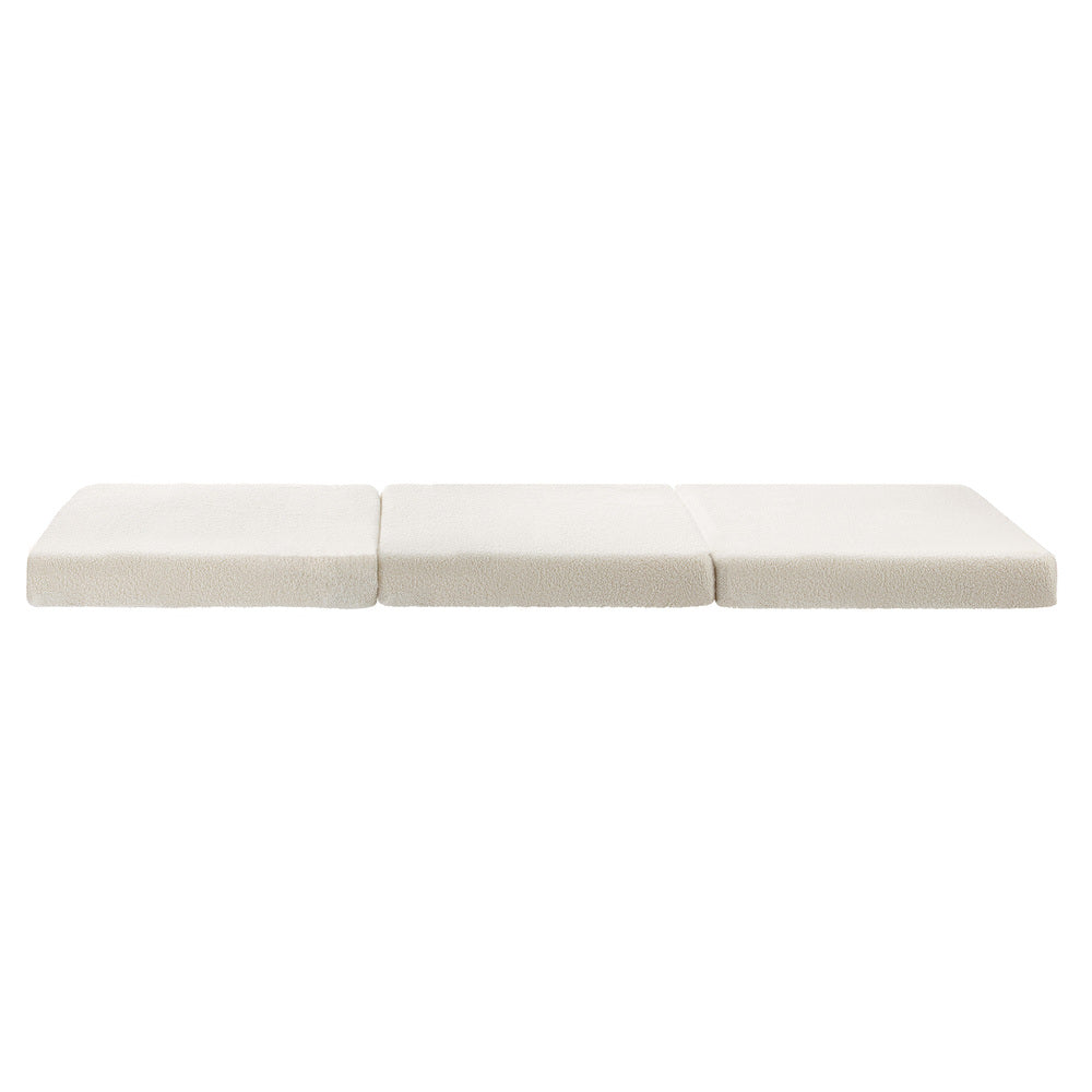 Bedra Folding Mattress Sherpa Fleece Foam 3-fold Single-Folding Mattress Cushion-PEROZ Accessories