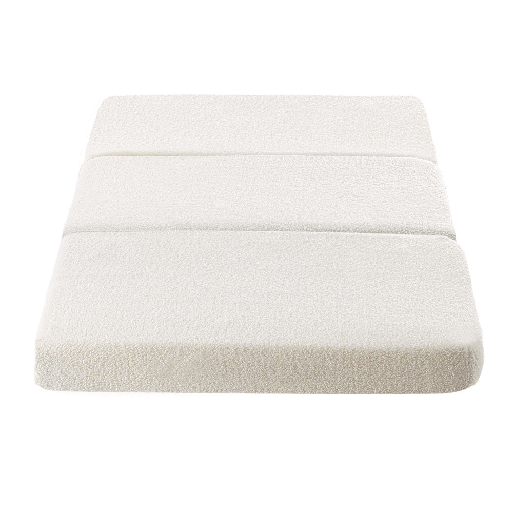Bedra Folding Mattress Sherpa Fleece Foam 3-fold Single-Folding Mattress Cushion-PEROZ Accessories