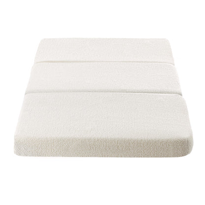 Bedra Folding Mattress Sherpa Fleece Foam 3-fold Single-Folding Mattress Cushion-PEROZ Accessories