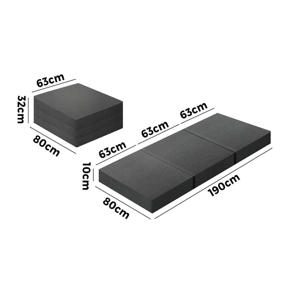 Bedra Folding Mattress Portable Single Sofa Foam Bed Grey-Folding Mattresses Cushions-PEROZ Accessories