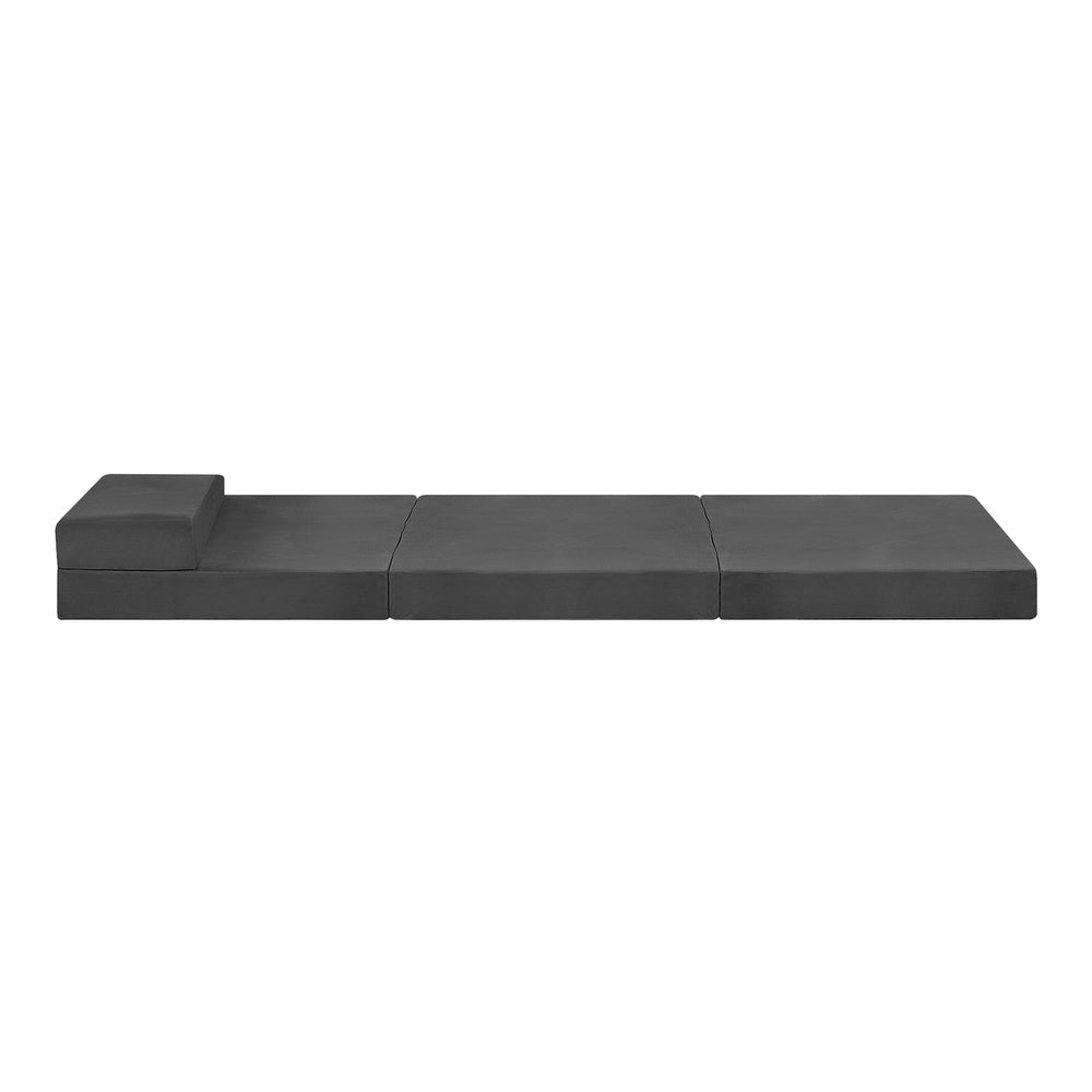 Bedra Foldable Foam Mattress Floor Bed Grey Single-Folding Mattress Cushion-PEROZ Accessories