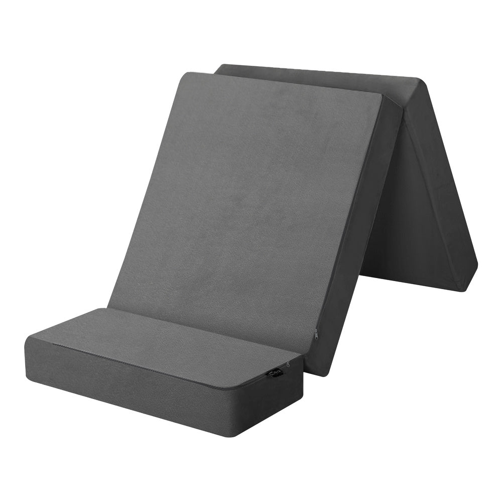 Bedra Foldable Foam Mattress Floor Bed Grey Single-Folding Mattress Cushion-PEROZ Accessories