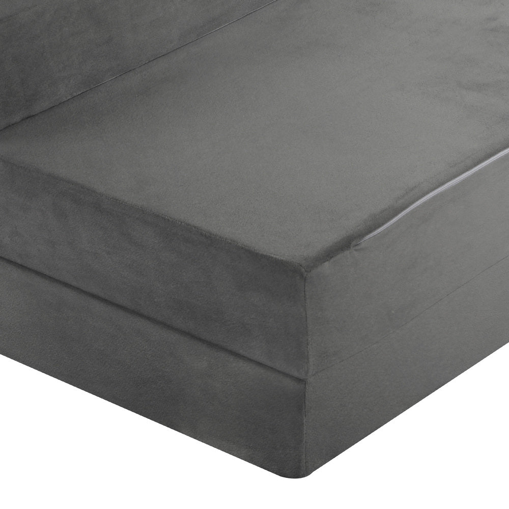 Bedra Foldable Foam Mattress Floor Bed Grey Single-Folding Mattress Cushion-PEROZ Accessories
