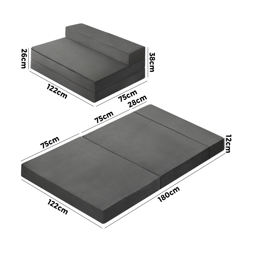 Bedra Folding Mattress Trifold Sleeping Cushion Mat Double-Folding Mattresses Cushions-PEROZ Accessories