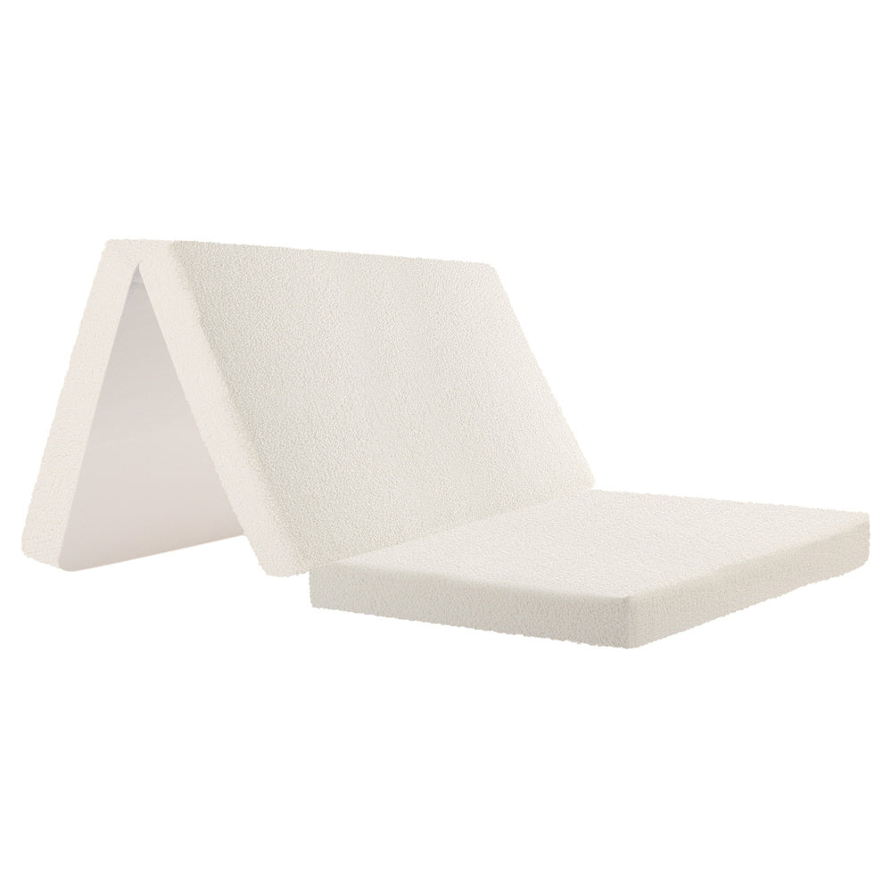 Bedra Folding Foam Mattress Sherpa Fleece Portable 3-fold Double-Folding Mattress Cushion-PEROZ Accessories