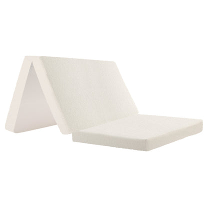 Bedra Folding Foam Mattress Sherpa Fleece Portable 3-fold Double-Folding Mattress Cushion-PEROZ Accessories