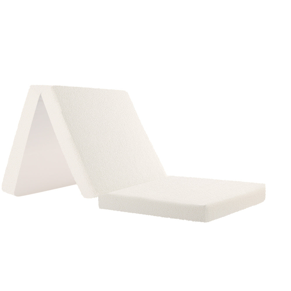 Bedra Folding Foam Mattress Sherpa Fleece Portable 3-fold Double-Folding Mattress Cushion-PEROZ Accessories