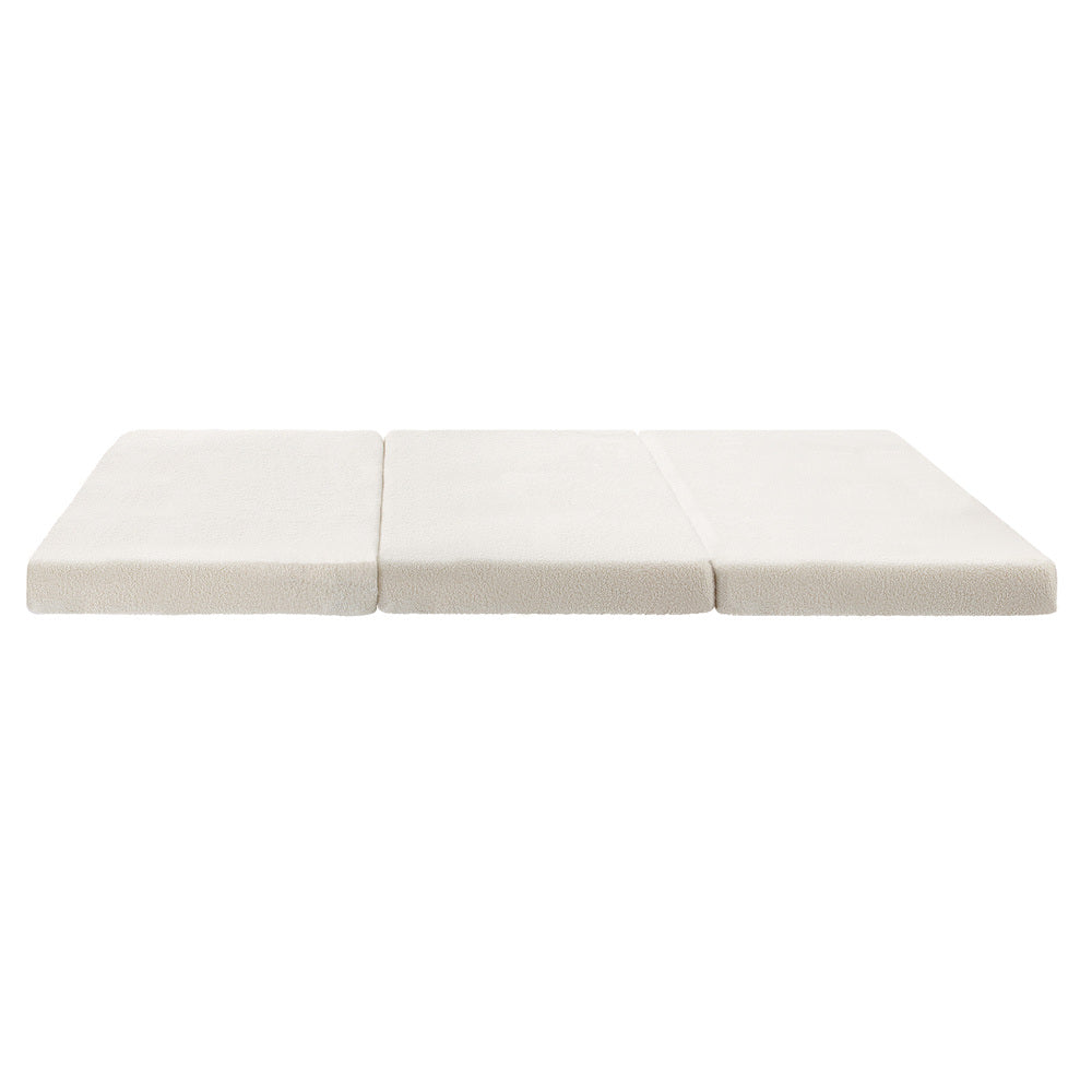 Bedra Folding Foam Mattress Sherpa Fleece Portable 3-fold Double-Folding Mattress Cushion-PEROZ Accessories