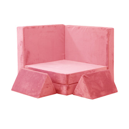 Oikiture 4Pcs Kids Play Couch Modular Lounge Cushion Pink-Magic Couch-PEROZ Accessories