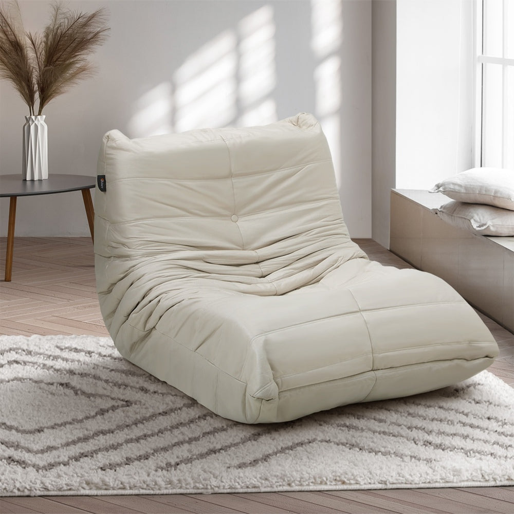 Oikiture Floor Sofa Lazy Couch Beige Polyester-Floor Lounge-PEROZ Accessories