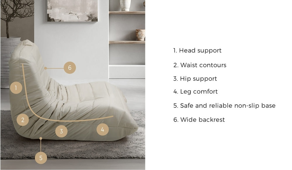 Oikiture Floor Sofa Lazy Couch Beige Polyester-Floor Lounge-PEROZ Accessories