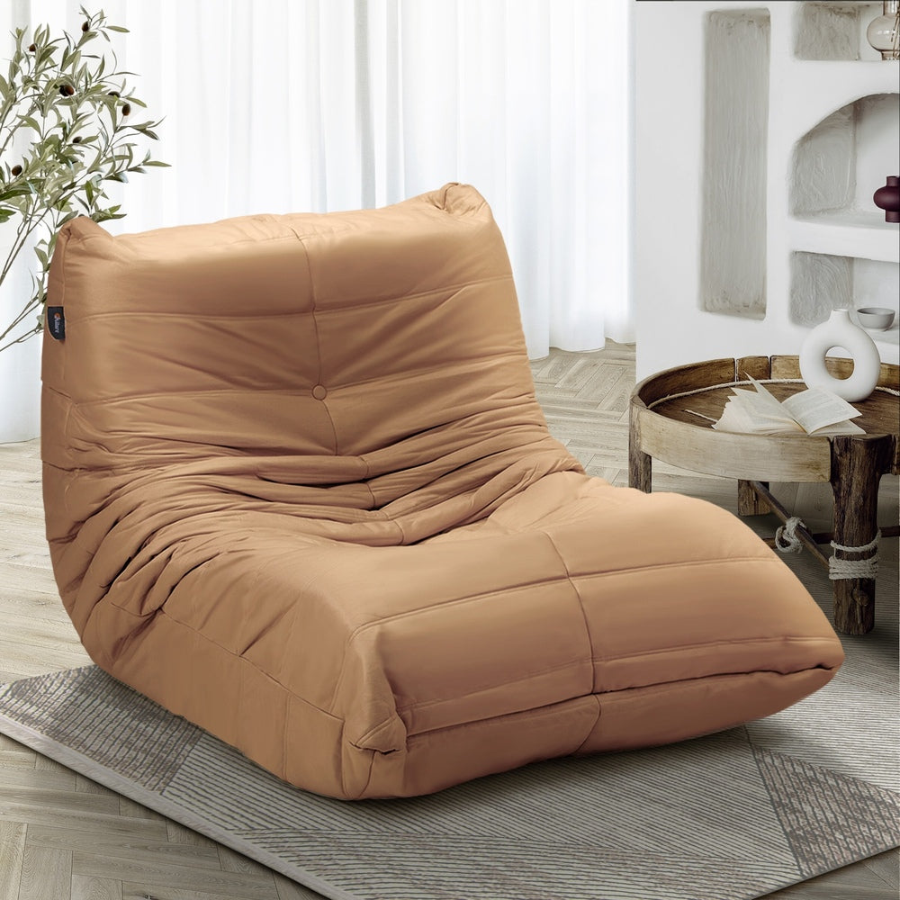 Oikiture Floor Sofa Lazy Couch Brown Polyester-Floor Lounge-PEROZ Accessories